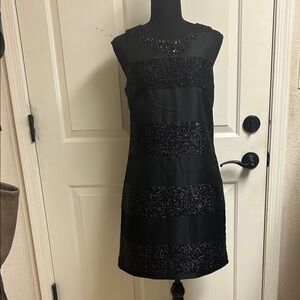 Vince Camuto Sleeveless Black Cocktail Dress with Black Rhinestones. Size 4, EUC